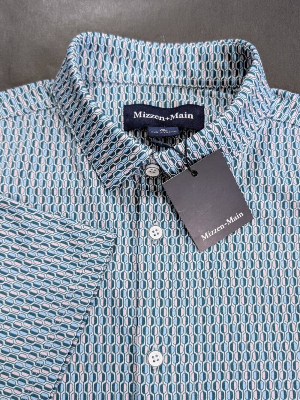 Mizzen + Main Halyard No-Tuck Print Performance Stretch Size M Medium Trim Fit
